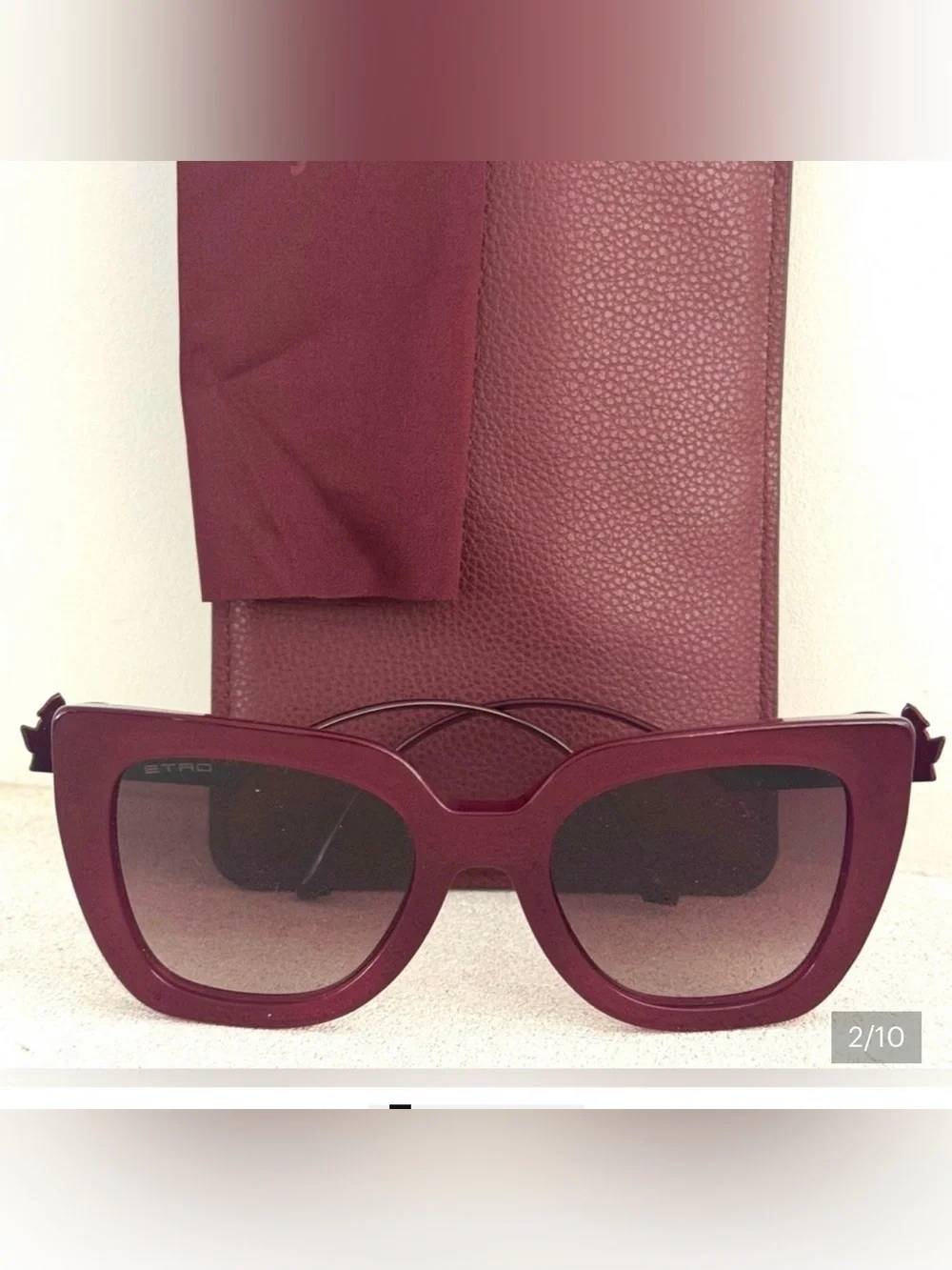 ETRO Authentic Sunglasses Oversized Cat Eye Burgundy Frame! NEW FULL INCLUSION